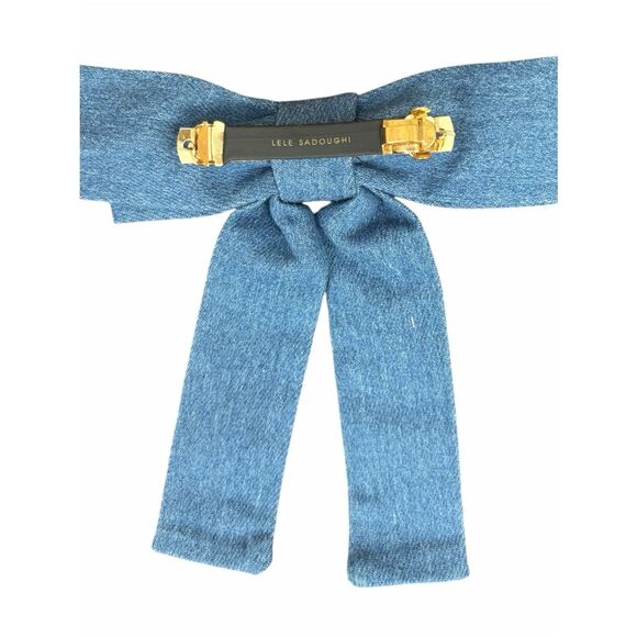 Lele Sadoughi LIGHT BLUE DENIM ANTOINETTE HAIR BOW BARRETTE/CLIP NWT Preppy